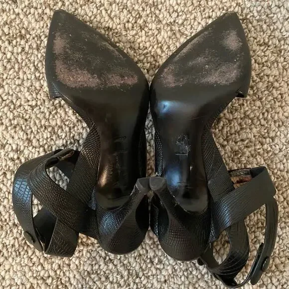 🛑SOLD🛑 Alexander Wang Sonja Heels Size 39 8.5 Black Point Toe Reptile Designer - Picture 12 of 12